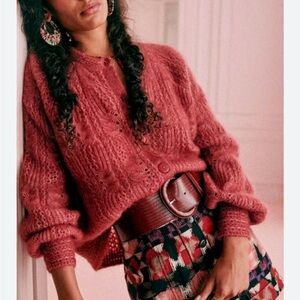 Sezane Alma Cardigan Sweater in Rosewood XS